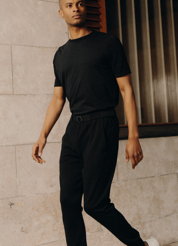 Model wearing the Men's Elevated Knit Jogger by Serino